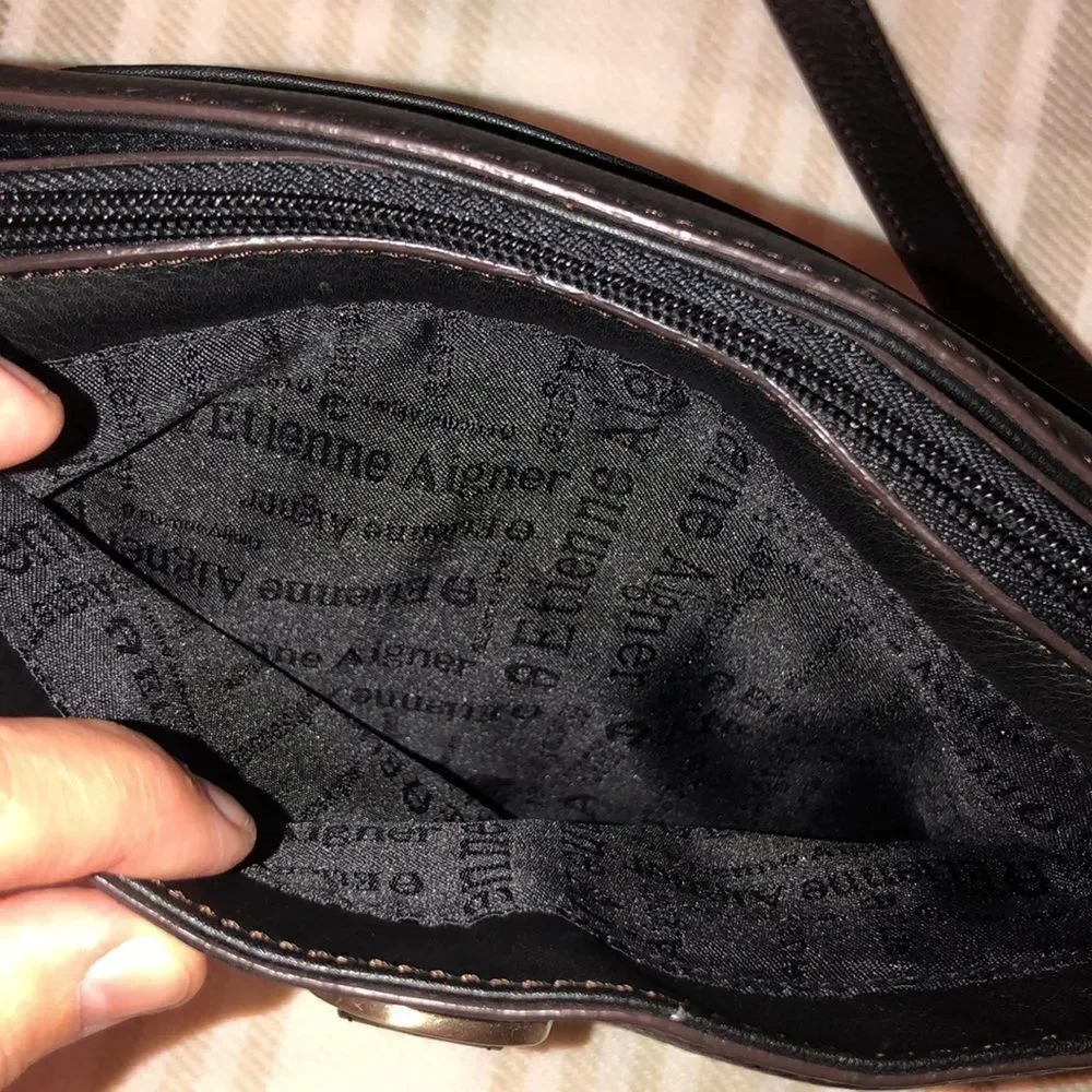 Etienne Aigner Genuine Leather Black Hobo Bag